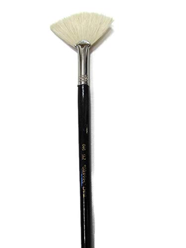 Tobgi Artist Fan Brush White Bristle Long Handle #16