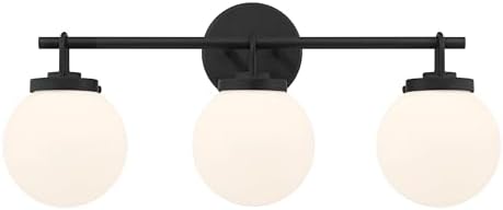 Minka-Lavery 12013-899 Ortesa 24" 3-Light Vanity - Dark Matte Black with Etched White Glass