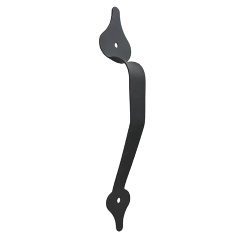 Image of 11 Inch Leaf Arc Barn Door Handle - Black Cast Iron Pull for Sliding Doors, Gates, Sheds, Fences, Closets - Indoor Outdoor Farmhouse Hardware