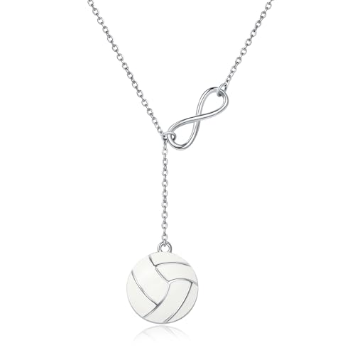 925 Sterling Silver Infinity Volleyball Necklace Pendant Jewelry Volleyball Gifts for Players Women Lover