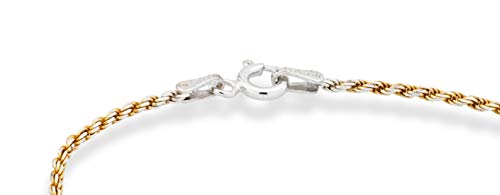 Image of Miabella 925 Sterling Silver Solid 1.5mm Diamond-Cut Braided Rope Chain Anklet Ankle Bracelet for Women, Made in Italy