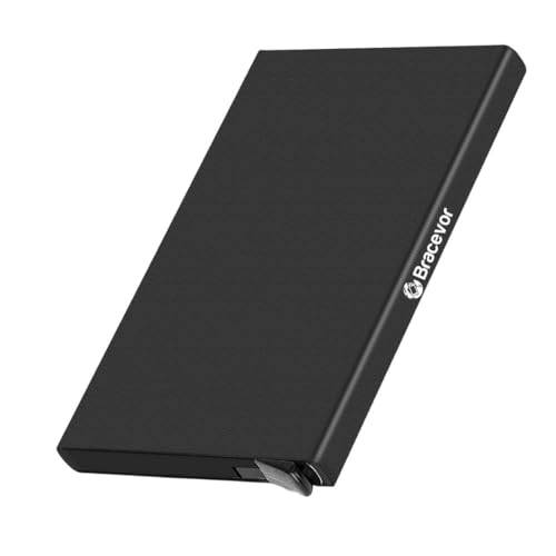 Image of Bracevor 10 Slot popup Aluminium Metal Card Holder Wallet | RFID Blocking | for Men & Women | Credit & Debit Cards - Black