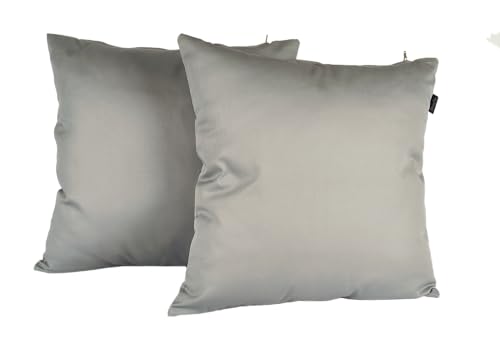 DiseLio | Fundas Cojines 45x45 Color Liso Gris Perla - Juego 2 Fundas Cojín Sofá y Cama Almohadones Decorativos Tejido Fuerte Resistente Algodón y Poliéster Cremallera Oculta (45x45 Gris P)