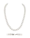 HUWODY Round White Simulated Shell Pearl Necklace Strand Pearl Choker Necklace Jewelry for Women 8mm