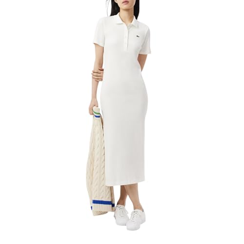 Lacoste Womens Long Ribbed Cotton Polo Dress