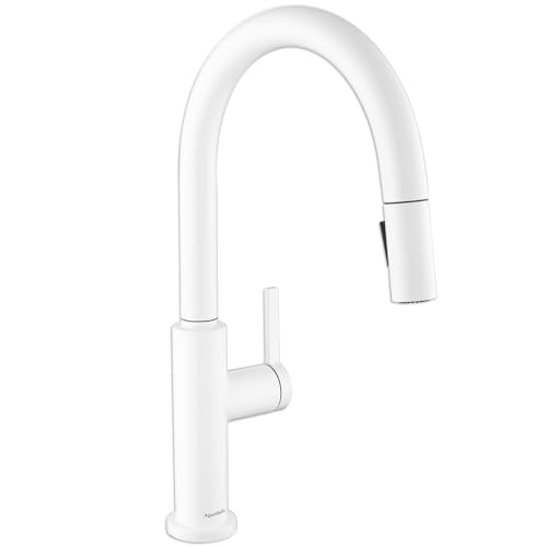 AguaStella AS31W Shiny White Kitchen Sink Faucet with Pull Down Sprayer Single Handle