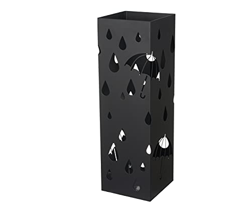 HERSIG - Paragüero metal cuadrado negro lluvia | Paragüero diseño moderno cuadrado