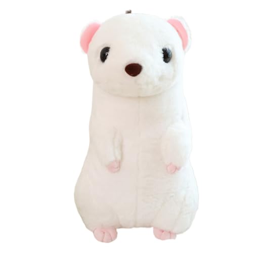 オコジョ ぬいぐるみ 動物 白鼬 抱き枕 大きい 添い寝 ふわふわ 縫い包み かわいい 子供向け もこもこ 背あて お誕生日 プレゼント クリスマス 柔らかい ホワイト 子供の日 クッション 睡眠枕 肌触り良い 48cm