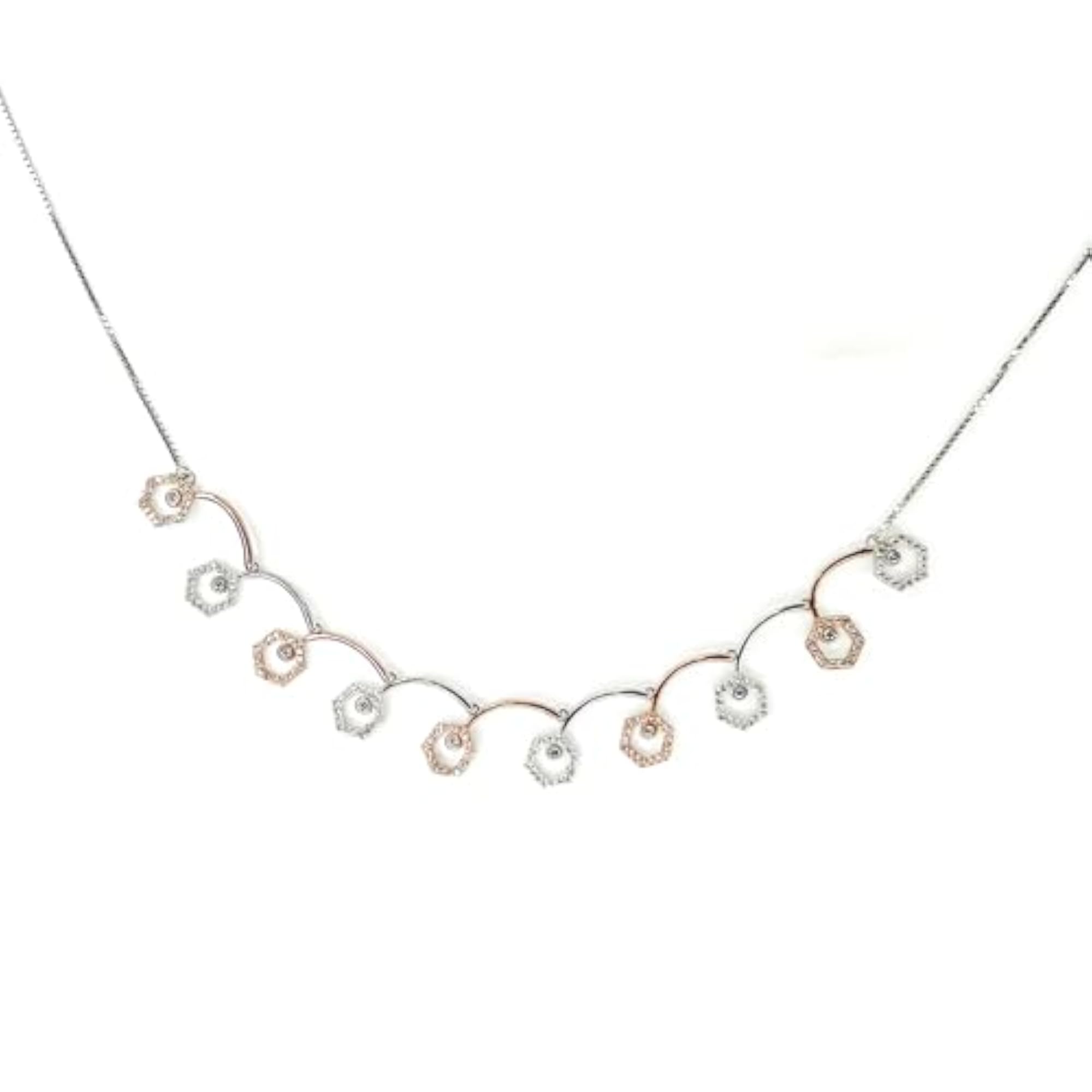 Women's 925 Sterling Silver Statement Necklace, Geometric Drop Design