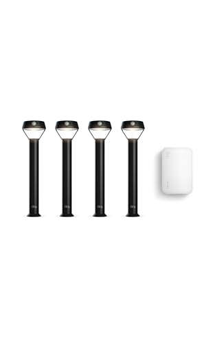 Ring Solar Pathlight 4-Pack, Black with Ring Bridge...