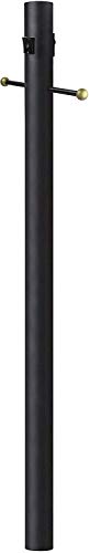 Solus 8-C320-BK 8' Outdoor Lamp Post, Traditional In Ground Light Pole with Cross Arm, Grounded Convenience Outlet and Dusk to Dawn Photo Sensor, Black