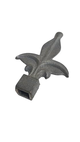 Image of Cast Iron Fence Finials, Multiple Decorative Styles & Sizes, 1 /2 inch to 1 inch Inch Square and Round Spears, Fleur de Lis Design (1 /2 inch Leaf SQ, 5)