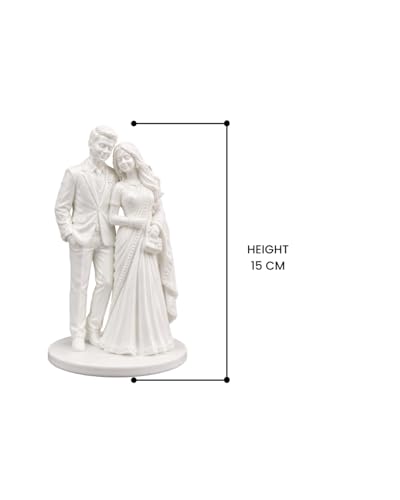 Image of Customized 3D Couple Statue from Photo | Wedding Personalized Miniature Figurine + Free Name Keychain (White, 15 CM)