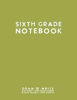 Paperback Sixth Grade Notebook: Light Green Softcover Wide Ruled Composition Journal by schoolnest Book