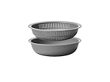 ライクイット (like-it) ざる ボウル 電子レンジ対応b Colander&Bowl 米とぎにも使える ザルとボール グレー 浅型 日本製 水切り 湯切り可能 耐熱ボウル プラスチック