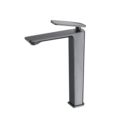 Robinet de salle de bain gris mitigeur haut monotrou pour lavabo