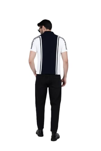 Image of Men's Modern Vertical Stripe Polo T-Shirt - Premium Cotton Casual Collared Tee