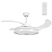 Dioche Ventilador de Techo con Mando a Distancia, lámpara con Ventilador, 4 aspas retráctiles, LED 3 Cambios de Color, silencioso, función Invierno/Verano, Blanco (EU)
