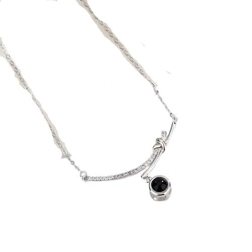 Collier de projection photo personnalisé en argent, cadeau nœud papillon