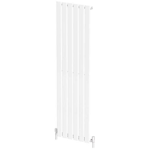Radiant Living White Vertical Radiator 1600 x 452mm – Single Flat Panel Designer Radiator, High Efficiency Modern Steel Heating for Living Room & Bathroom
