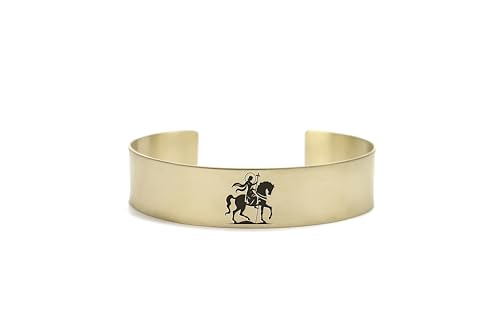 Bracelet Saint George Or 24k manchette chrétienne personnalisée unisexe