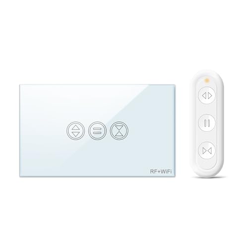 LoraTap Interruttore Tapparelle WiFi con Telecomando RF, Interruttore Tattile per Tapparelle Elettriche, Controllo Vocale con Alexa e Google Home, Controllo App Smart Life, Timer Switch 600W, Bianco