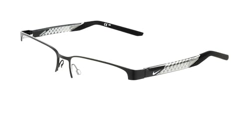 Nike 8184 001 Eyeglasses Men's Matte Black Semi Rim Rectangle