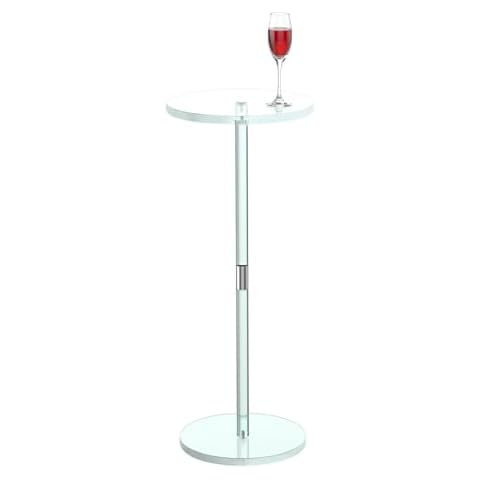 HuiDao Acrylic Drink Table for Small Spaces, Clear Side Table, 10" L x 10" W x 21.3" H, Round End Table for Living Room, Bedroom, Office, Easy Assembly Cover