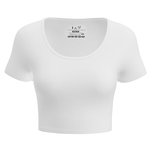 Basic Crop Tops for Women Short Sleeve T-Shirts Scoop Neck Cropped Shirts Women's Crop Top Cute Summer Tops Slim Fit Tees