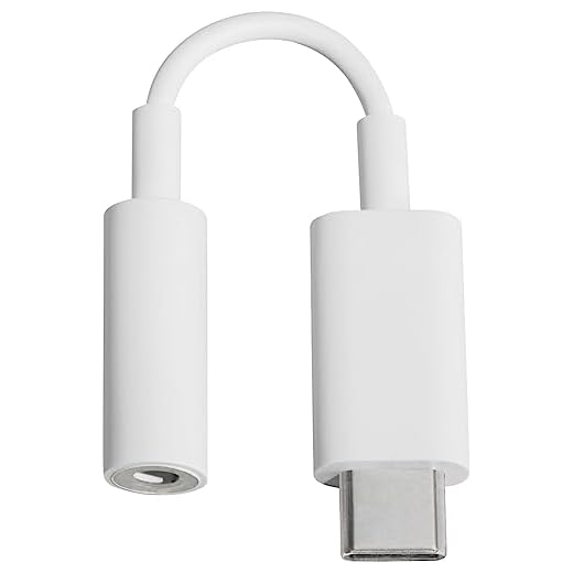 Google USB Type C to 3.5mm Headphone Adapter Pixel, XL, Pixel 2, XL, Pixel 3, Pixel 3XL, Other USB Type-C Phones - White
