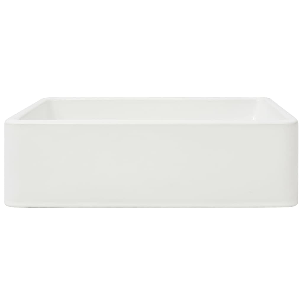 vidaXL Lavabo Cuadrado Moderno Cerámica Blanco Lavamanos Aseo Cuarto de Baño