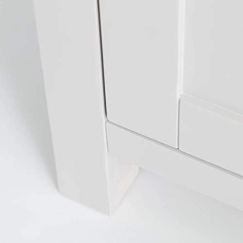 RoselandFurniture Farrow Grey Small Sideboard Storage Cabinet with Drawers & Oak | Painted Solid Wooden 2 Door Cupboard with Shelf for Dining Room, Living Room or Hallway | Fully Assembled