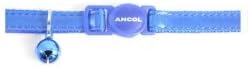 Gloss Reflective Cat Collar with Safety Buckle. Red, Blue, Silver (Blue)