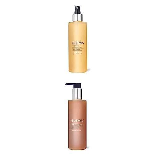 ELEMIS Soothing Apricot Toner, tónico facial calmante 200 ml + (Paquete de 1) Sensitive Cleansing Wash, limpiador facial suave 200 ml