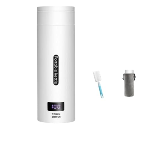 Cutdred 電気ケトル 小型 携帯用 電気ポット ポータブル トラベルケトル500ml 携帯湯沸かし器 旅行用 電気水筒 304ステンレス製 自動OFF 急速沸かし 空焚き防止機能 漏れない 旅行カップ 持ち運びが簡単-白い