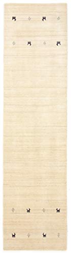 CarpetFine Tapis de Laine Gabbeh Uni Couloir Blanc 80x300 cm | Tapis Moderne pour Le Salon et la Chambre à Coucher Cover