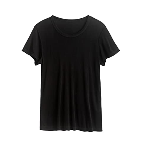 T-shirt à manches courtes noir basique d'été fluide et léger