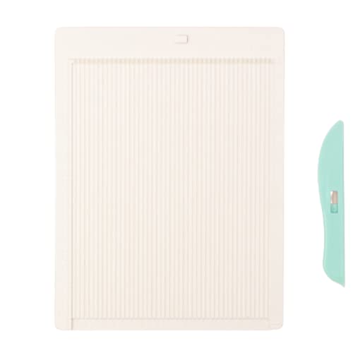 Craftelier - Mini Tabla para Marcar + Plegadera Turquesa + Guía para Crear Sobres | Ideal para Scrapbooking y Manualidades | Medidas en Cm y Pulgadas | Tamaño 21,4 x 16 cm