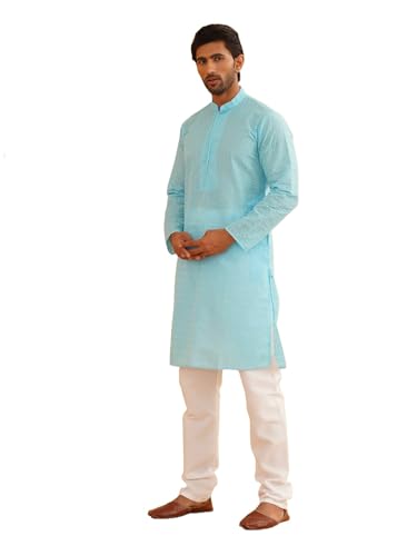 Image of Sojanya (Since 1958 Motifs Embroidered Thread Work Pure Cotton Straight Kurta With Churidar