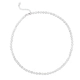 2023 New 925 Sterling Silver Dainty Freshwater Cultured Pearl Strand Necklace White Genuine Real Pea