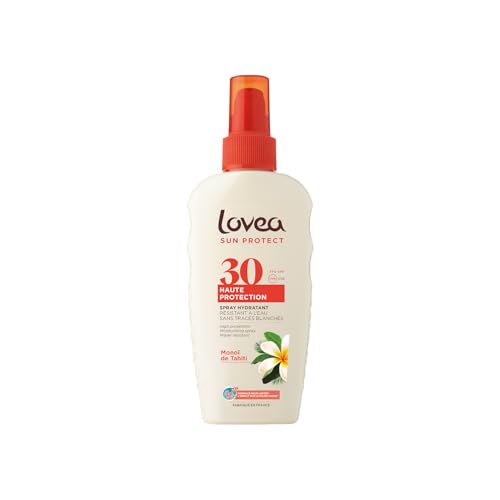 Spray solaire FPS 30 anti-traces blanches résistant à l'eau Lovea monoï de tahiti