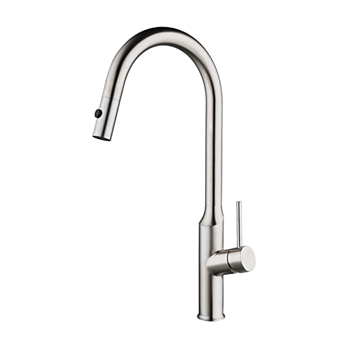 Robinet de cuisine avec douchette extractible mitigeur en acier inoxydable pivotant - 2