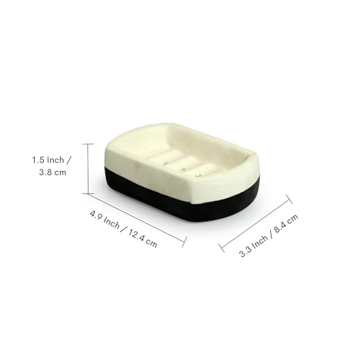 Image of ExclusiveLane 'Shadow & Light' 3 Piece Ceramic Bathroom Accessories Set - Soap Tray, Toothbrush Holder, Liquid Soap Dispenser