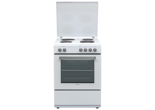 Sharp KF-76HNO22W-DE Elektro-Standherd 60cm / A / 69 l/Massekochplatten mit 4 Kochzonen / 8 Beheizungsarten mit Umluft/Geschirrschublade/Weiß