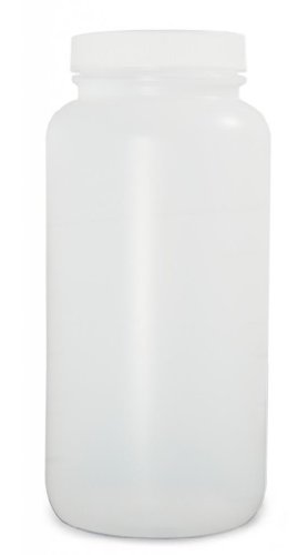 Qorpak PLC-03536 Natural HDPE Wide Mouth Round Bottle with 63-400 White Polypropylene SturdeeSeal Polyethylene Foam Lined Cap,32oz Capacity, 92mm OD x 177mm Height (Case of 72)