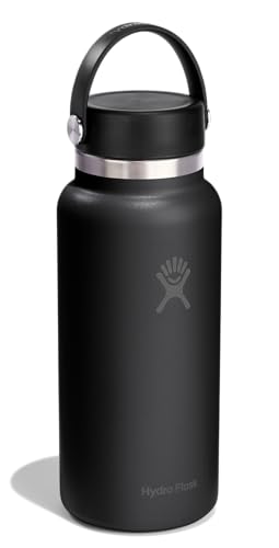 Image of Hydro Flask Water Bottle - Insulated Stainless Steel - Wide Mouth Flex Lid, Non Spill, Leakproof and Refillable in 32 Oz Tonal Black