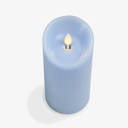 Image of Luminara Flameless LED Battery Operated Flickering Pillar Moving Flame Candles (Airy Blue, 3 inch x 6.5 inch)