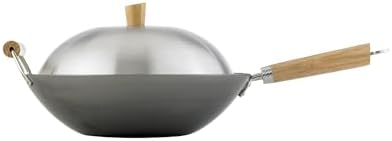 Helen's Asian Kitchen Wok Set - Wok Pan with Lid, 13.5 Inch Carbon Steel Wok - Nonstick Flat Bottom Wok for Stir Fry - Includes 4pc Accessories - Perfect for Gas, Electric, Induction Stovetops - Thumbnail 5