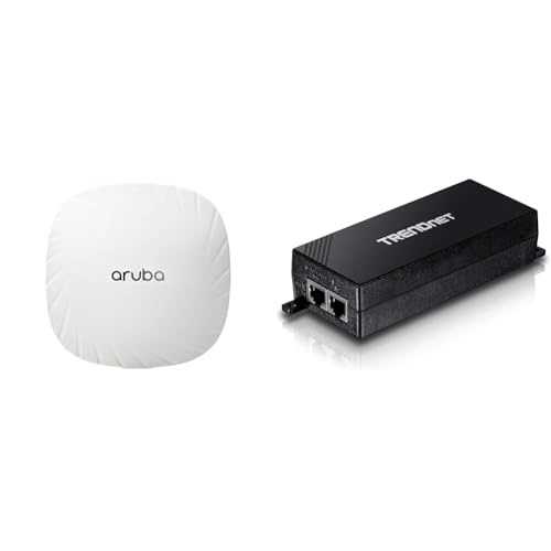 Image of Aruba AP-505 802.11ax 1.77 Gbit /s Wireless Access Point & TRENDnet Gigabit Power Over Ethernet Plus Injector