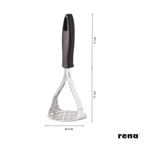Image of Rena Potato Masher with Heavy Duty Comfortable Handle, Stainless Steel Wide Masher for Potatoes, Pav Bhaji, Baby Food Prep & Paneer Parathas, Dishwasher Safe, Rust-Resistant Daily Use Kitchen Tool